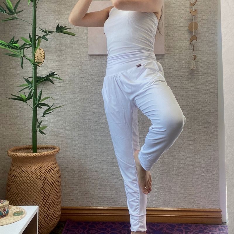 Pantalones de Yoga Akaal mujeres, blanco (blanco / XS/S)